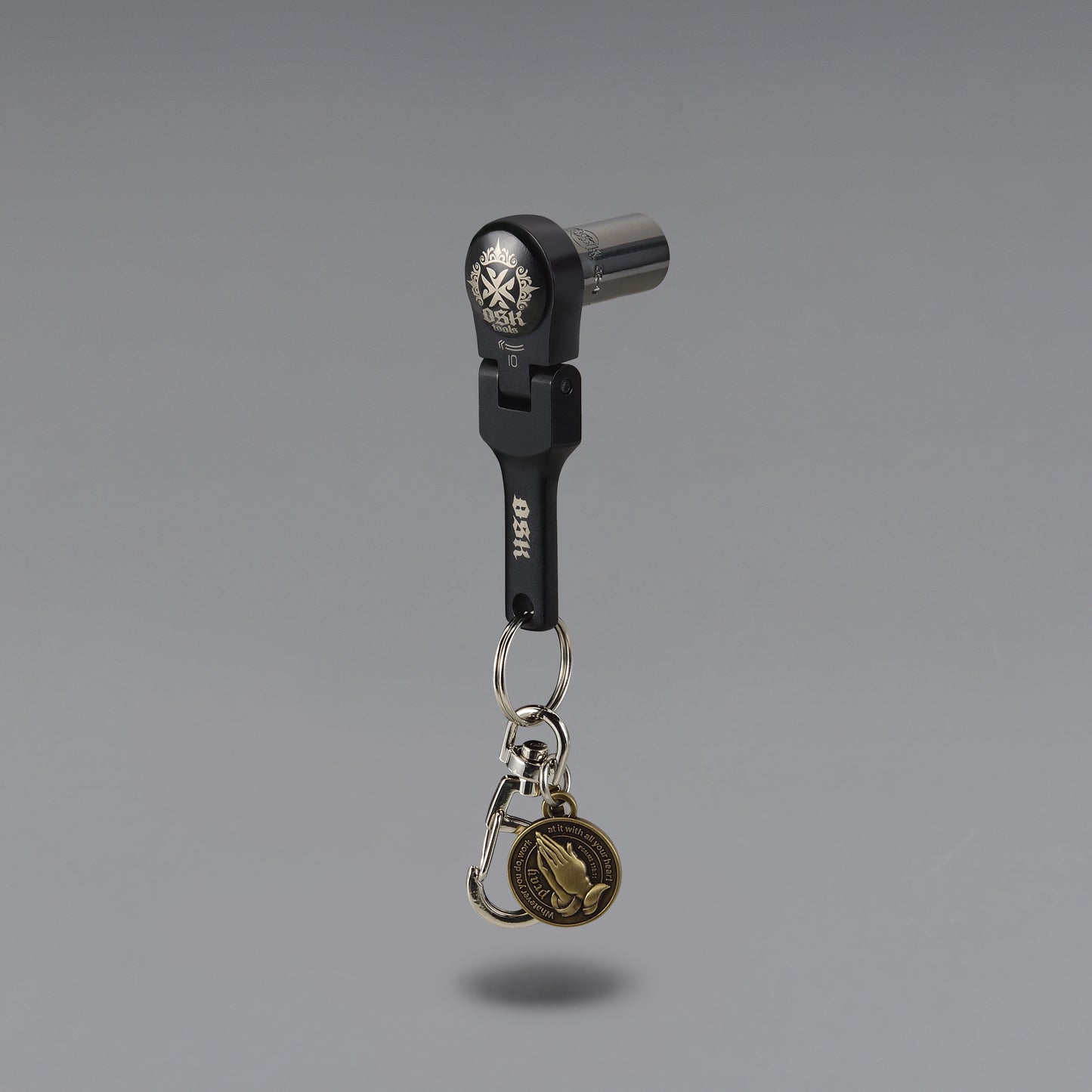 OSK 10mm 可彎式棘輪扳手鑰匙圈(3件組)