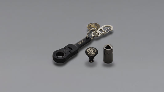 OSK 10mm 可彎式棘輪扳手鑰匙圈（3件組）